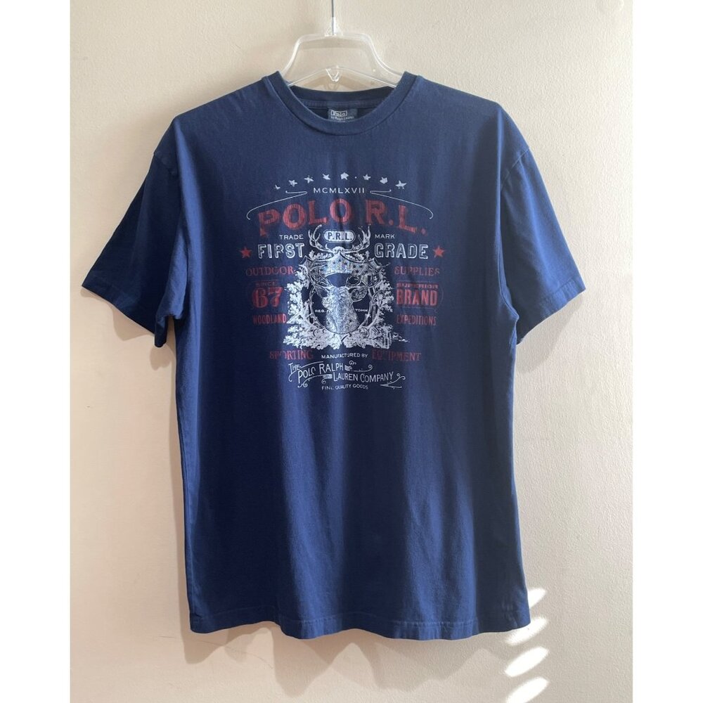 Polo Ralph Lauren Elk Print T-Shirt Mens M Navy Short Sleeve